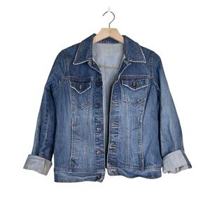 Izod Women's Distressed S Blue Denim Jacket